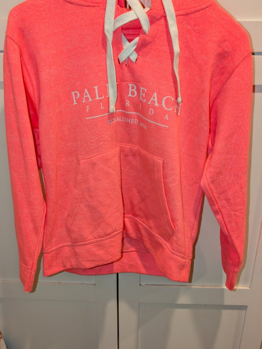 Lone Rock Size S Hot Pink Pullover Hoodie w/Palm Beach Insignia & V-Neck Closure